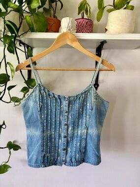 Cabin Creek Light Blue Denim Embroidered Cami